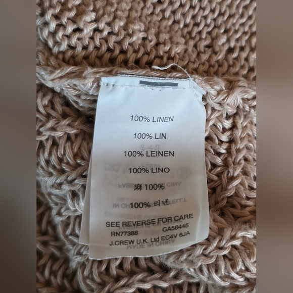 J.Crew 100% Linen Taupe Knit Sweater Women’s Medium Lightweight Pullover - Picture 7 of 7